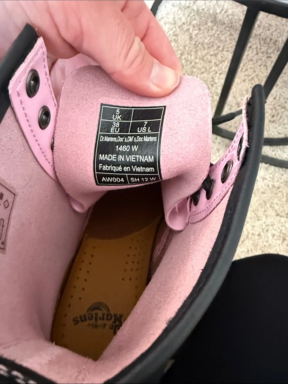 Dr. Martens Pink Patent Lace-Up Combat Boots - Picture 2 of 3
